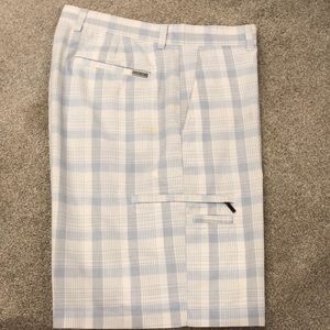 Blue and white men's golf shorts